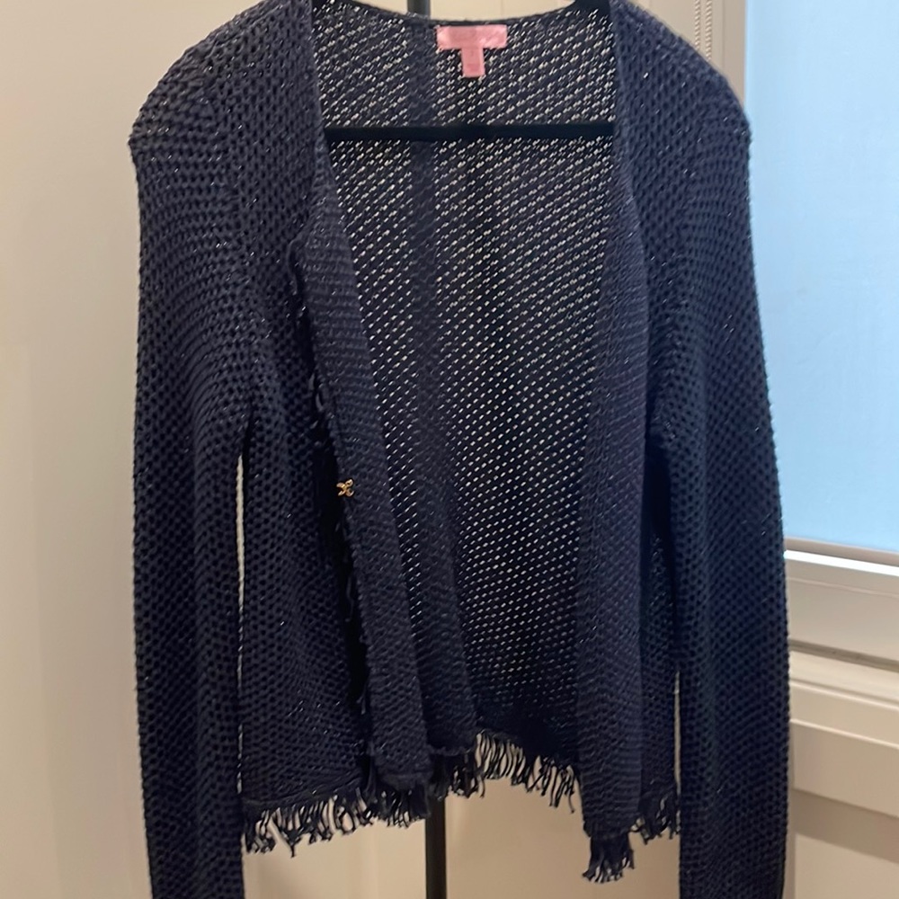 Lilly Pulitzer knit cardigan with fringe detail